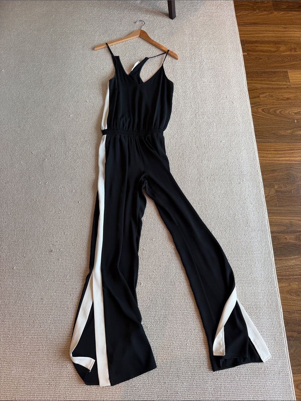 Amanda Uprichard Black Jumpsuit with White Side Panels
